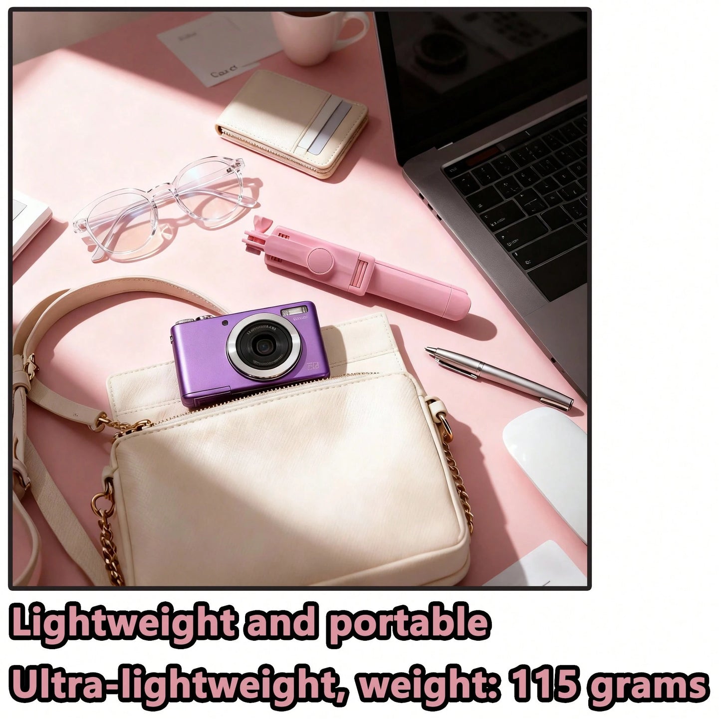 1pc Pink Cute Selfie Stick- Wireless Remote And Built-In Tripod, Remote Control, Phone Holder And Built-In Tripod(1PC)