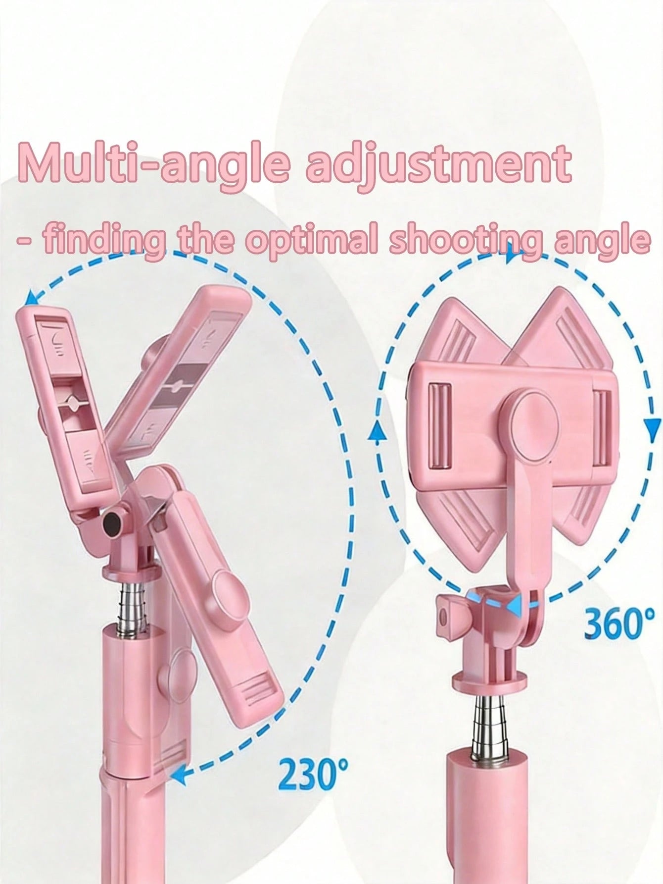 1pc Pink Cute Selfie Stick- Wireless Remote And Built-In Tripod, Remote Control, Phone Holder And Built-In Tripod(1PC)