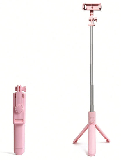 1pc Pink Cute Selfie Stick- Wireless Remote And Built-In Tripod, Remote Control, Phone Holder And Built-In Tripod(1PC)