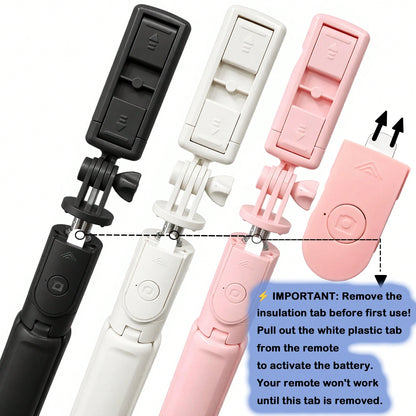 1pc Pink Cute Selfie Stick- Wireless Remote And Built-In Tripod, Remote Control, Phone Holder And Built-In Tripod(1PC)