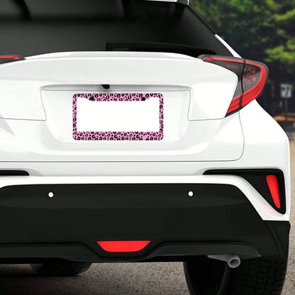 1pc Pink Leopard Print Aluminum License Plate Frame 12.2x6.3in, Romantic Valentine's Day Auto Decor Gift For Friends And Lovers,Car Cover,Car Must Haves,Gifts,Car Decor,Car Acessesories>Essentials,Car
