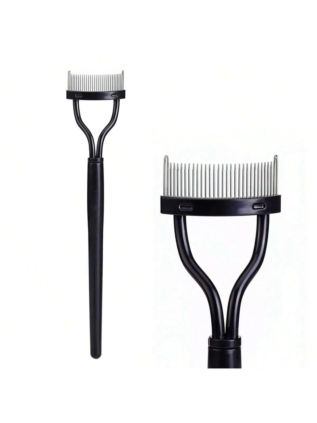 1pc Pink Stainless Steel Dense Tooth Eyelash Comb Brush, Portable Eyelash Curling Assistant Tool, Eye Makeup Tool, False Eyelash Grooming Tool