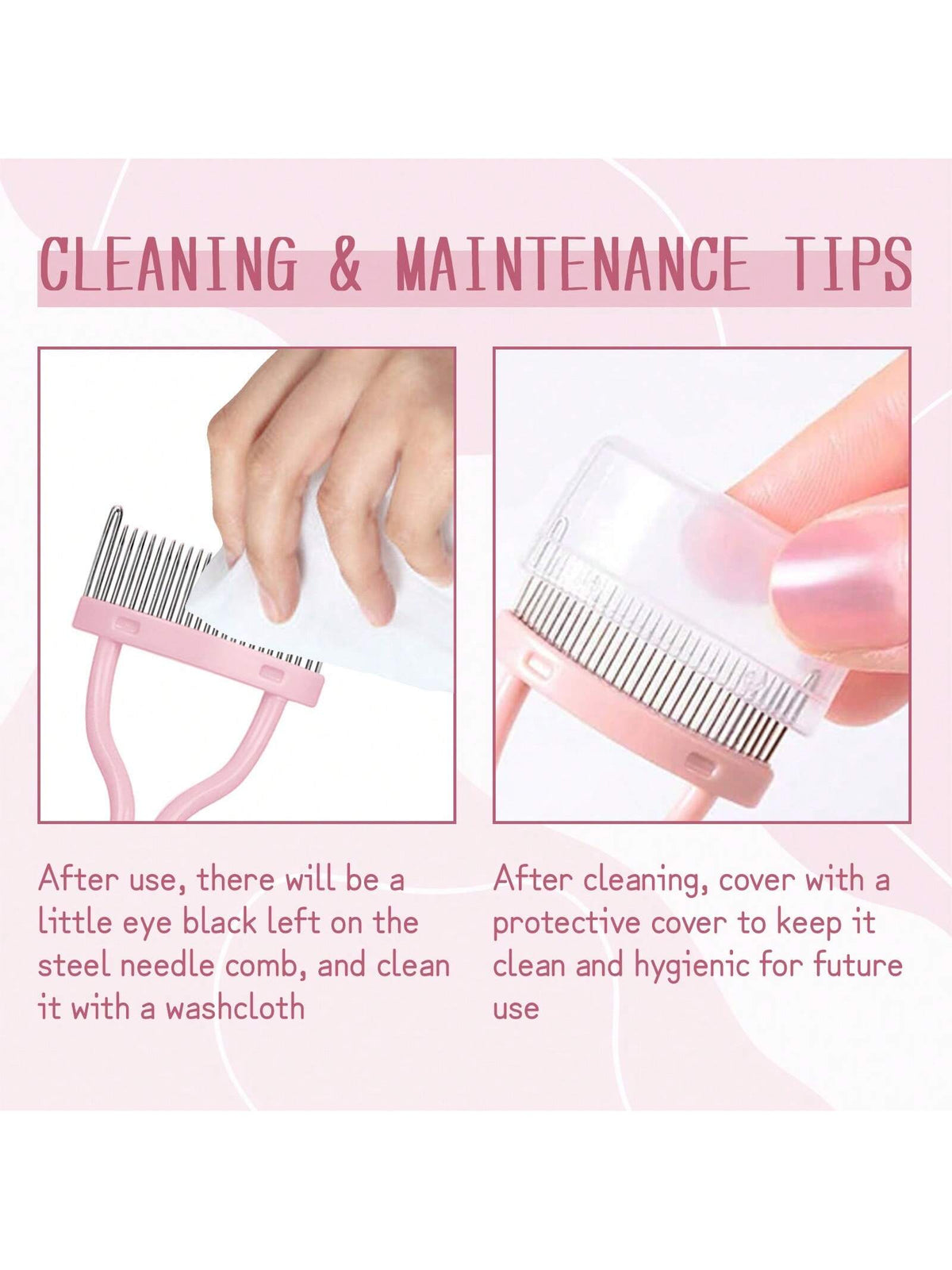 1pc Pink Steel Needle Eyelash Comb With Stainless Steel Close Teeth Portable Eyelash Curler Aid Cosmetic Tool, Eyebrow Brush, Eyeshadow Brush, Brush,Giveaways