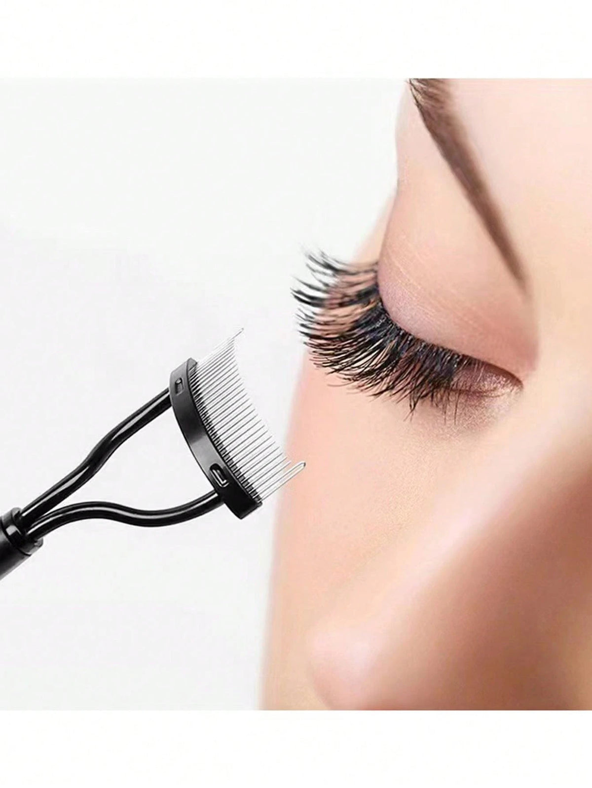 1pc Pink Steel Needle Eyelash Comb With Stainless Steel Close Teeth Portable Eyelash Curler Aid Cosmetic Tool, Eyebrow Brush, Eyeshadow Brush, Brush,Giveaways