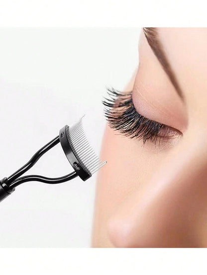 1pc Pink Steel Needle Eyelash Comb With Stainless Steel Close Teeth Portable Eyelash Curler Aid Cosmetic Tool, Eyebrow Brush, Eyeshadow Brush, Brush,Giveaways