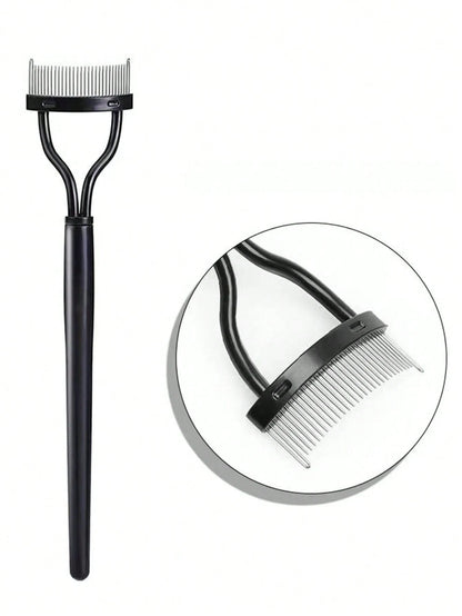 1pc Pink Steel Needle Eyelash Comb With Stainless Steel Close Teeth Portable Eyelash Curler Aid Cosmetic Tool, Eyebrow Brush, Eyeshadow Brush, Brush,Giveaways