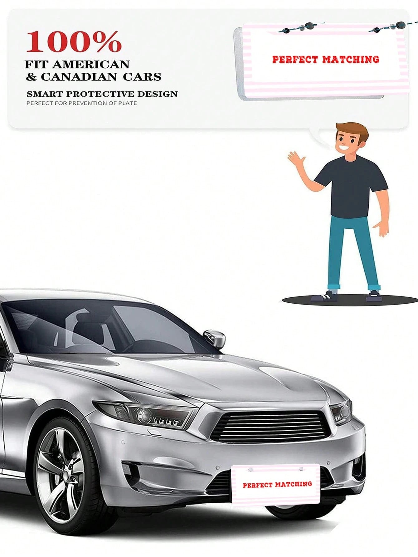 1pc Pink Striped Novelty And Fun- Themed License Plate Frame, Aluminum- Made, 6x12 Inches, 2- Hole Type With Screw Set, Car Decoration And, Meets US Vehicle Standards