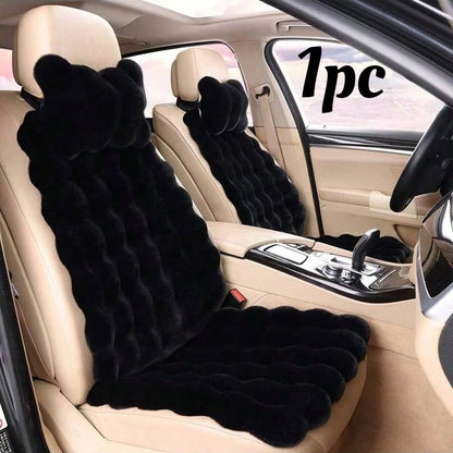 1pc Plush Car Seat Cushion, Single Seat Pad With Backrest, Soft And Warm Fuzzy Car Mat For Winter, Luxurious And Comfortable Riding Experience