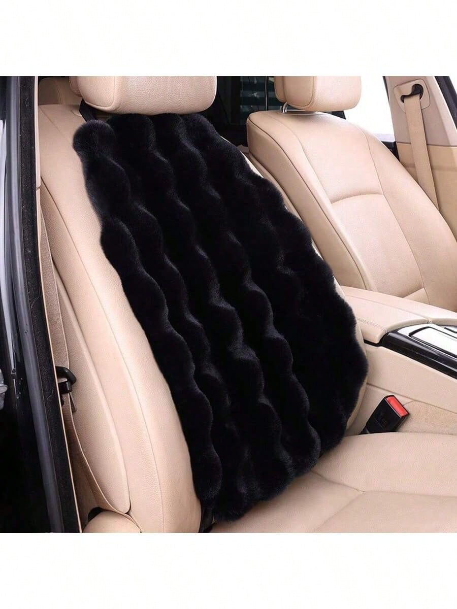 1pc Plush Car Seat Cushion, Single Seat Pad With Backrest, Soft And Warm Fuzzy Car Mat For Winter, Luxurious And Comfortable Riding Experience