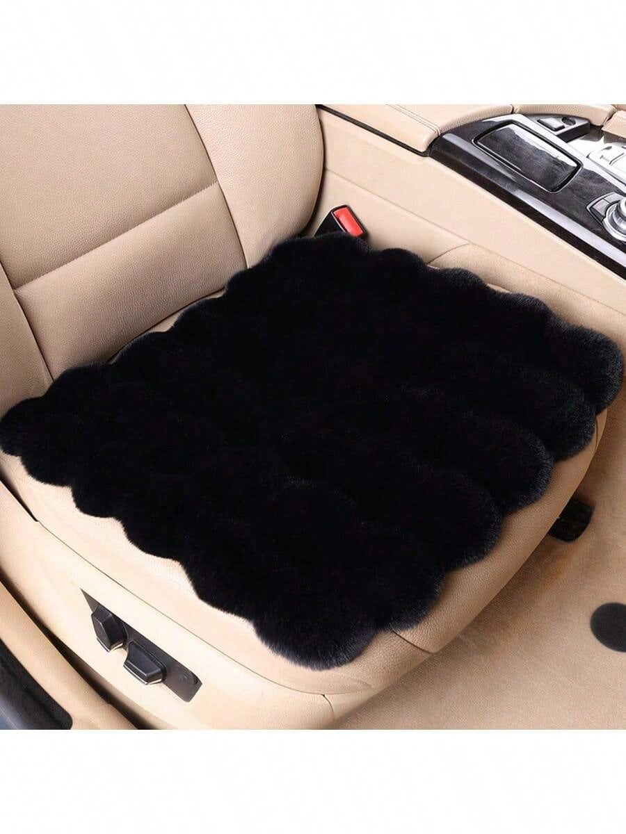 1pc Plush Car Seat Cushion, Single Seat Pad With Backrest, Soft And Warm Fuzzy Car Mat For Winter, Luxurious And Comfortable Riding Experience