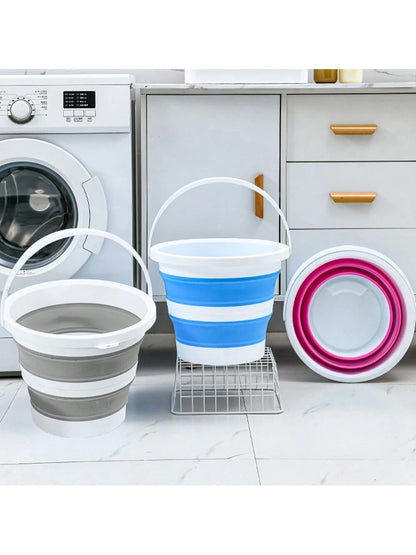 1pc Portable Collapsible Plastic Silicone Bucket, Foldable Car Wash Basin, Large Capacity Fishing Pail, Household Water Storage Bucket Home Bathroom Decor Fall Decor Back To School