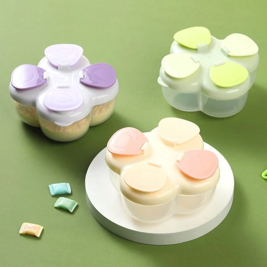 1pc Portable Rotary Milk Powder Dispenser Box, Multi-Compartment Detachable & Easy To Clean Milk Powder Container