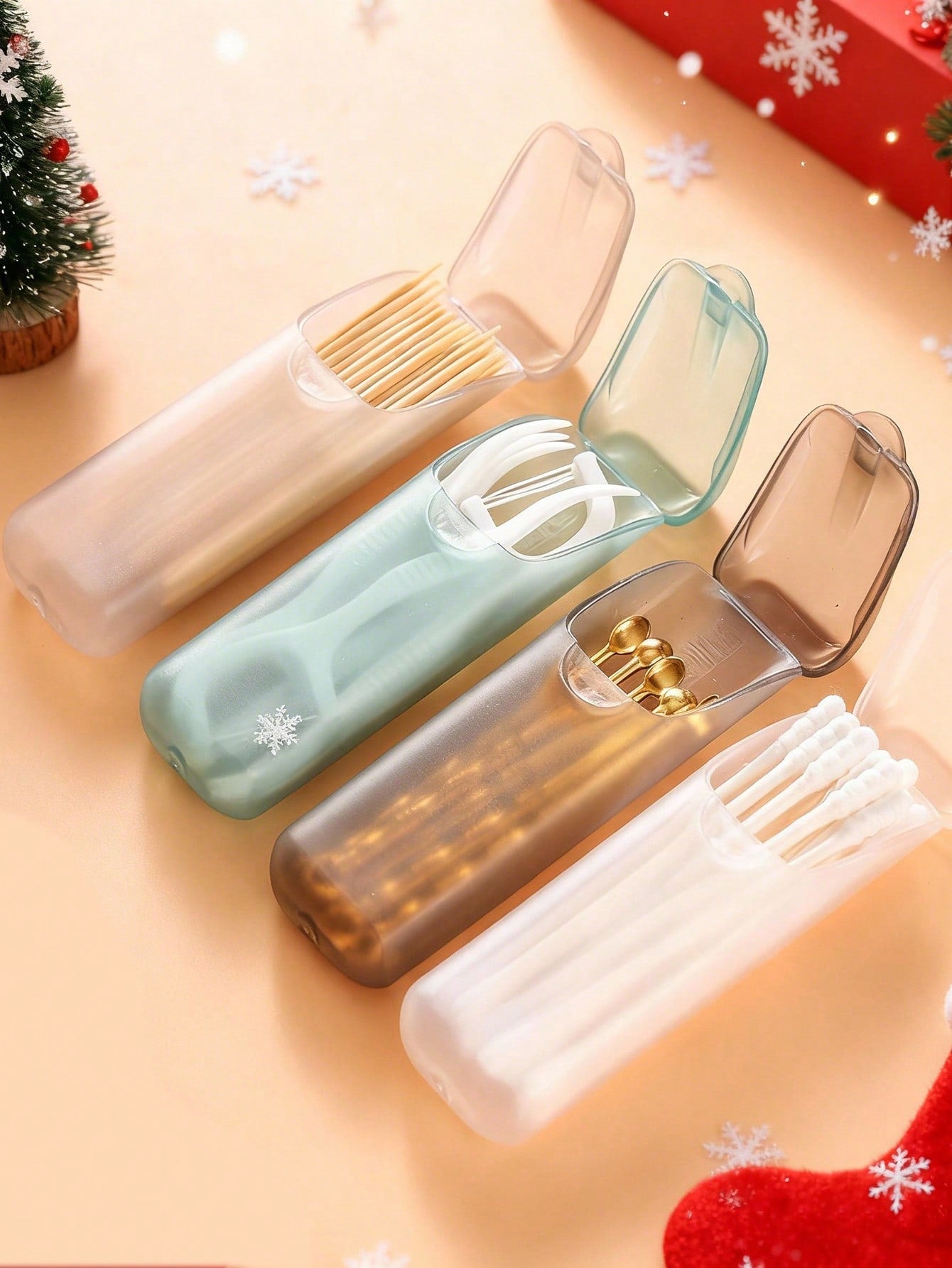 1pc Portable Small Storage Box, Travel Organizer Pill Case, Portable Cotton Swab Box, Dental Floss Storage Box, Cosmetic Storage Box, Bathroom Accessories,Room Decor