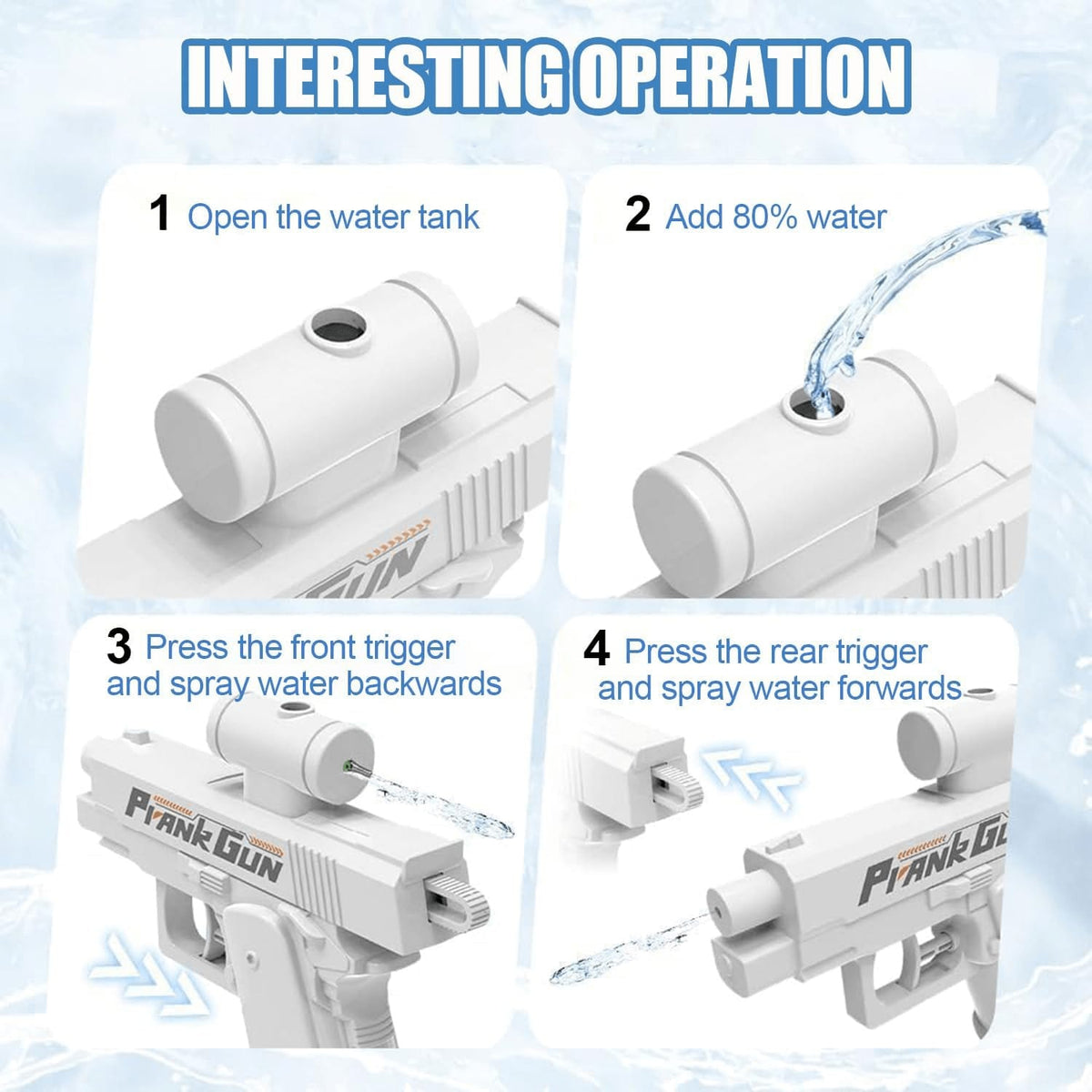 1pc Prank Water Gun, Bidirectional Squirt Gun, Practical Joke Water Gun, Reverse Water Gun, Suitable For Parties And Summer Fun Activities, Funny Novelty Toy, Swimming Pool Beach Water Fight Creative