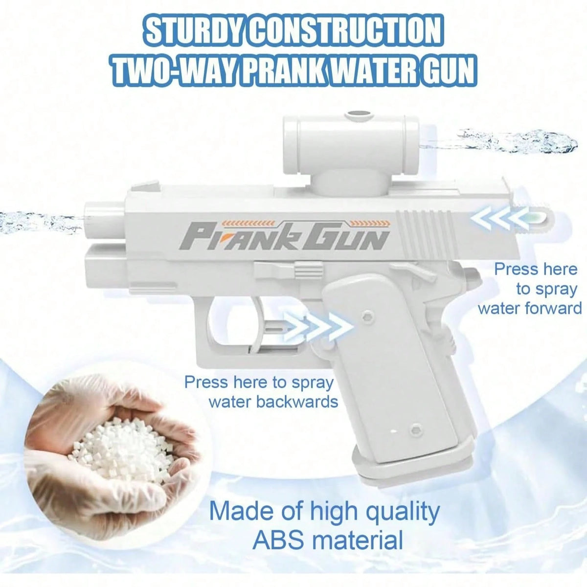 1pc Prank Water Gun, Bidirectional Squirt Gun, Practical Joke Water Gun, Reverse Water Gun, Suitable For Parties And Summer Fun Activities, Funny Novelty Toy, Swimming Pool Beach Water Fight Creative