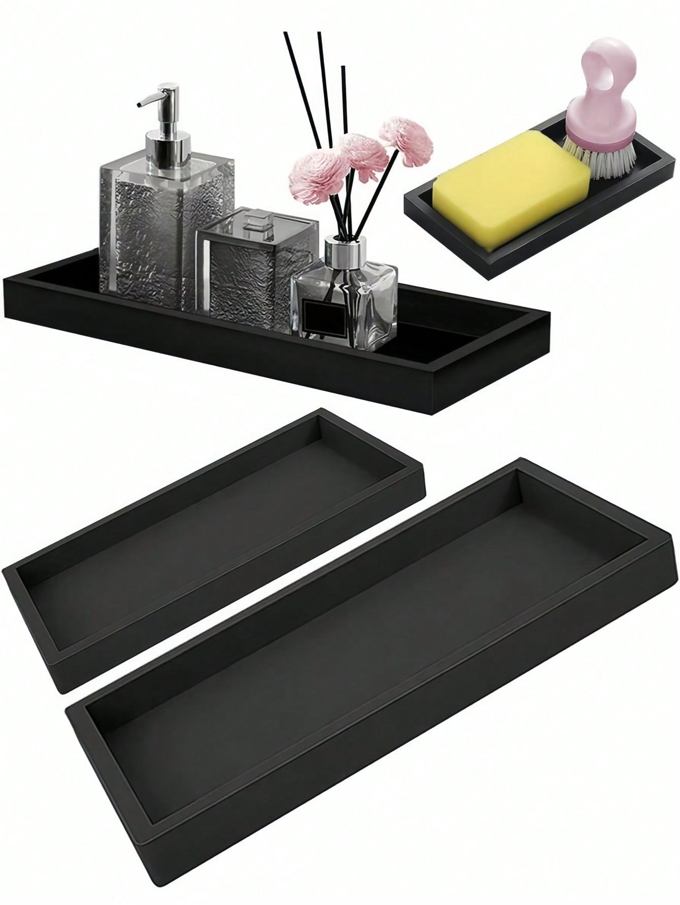 1PC Premium Silicone Storage Tray Organizer For Keys Makeup Jewelry On Bathroom Kitchen Sink Counter Holiday Gift Home Decor Christmas Summer