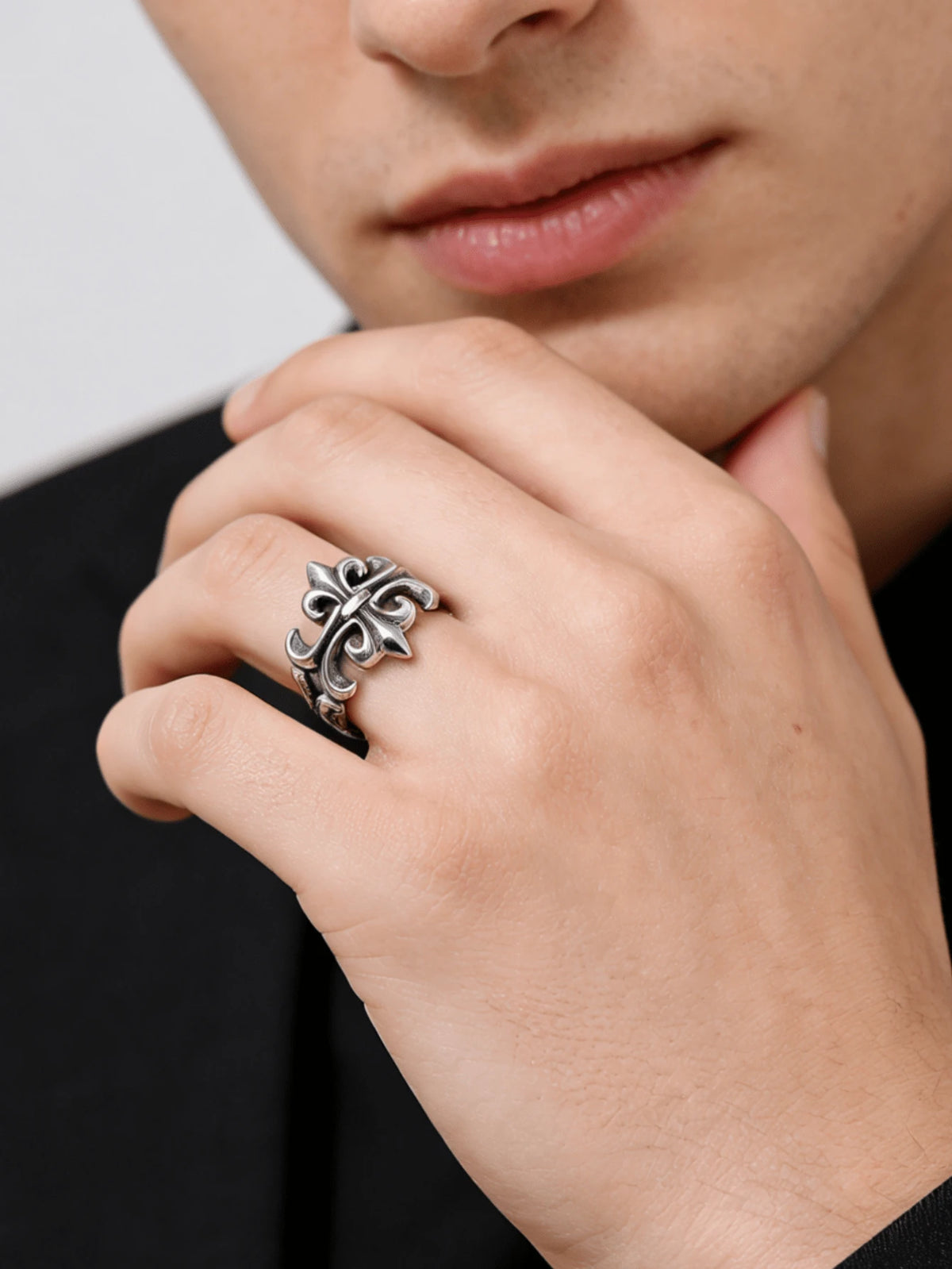 1pc Punk Style Stainless Steel Ring, Cool Gift For Men, Party Accessory