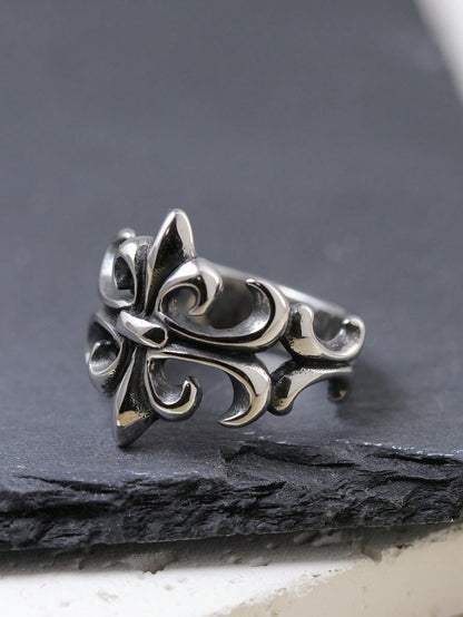 1pc Punk Style Stainless Steel Ring, Cool Gift For Men, Party Accessory