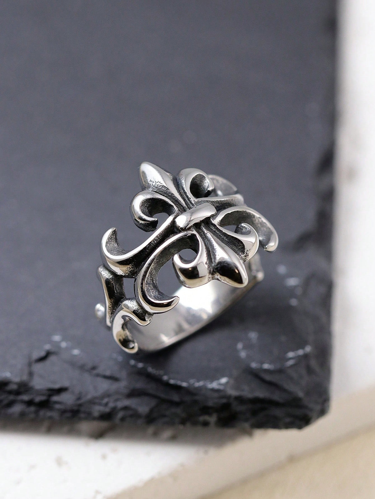 1pc Punk Style Stainless Steel Ring, Cool Gift For Men, Party Accessory