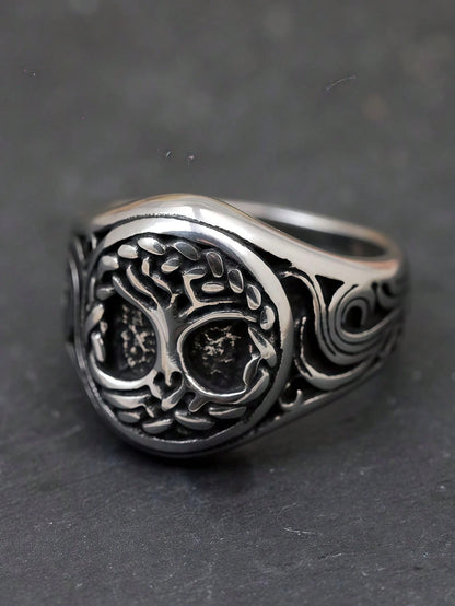 1pc Punk Style Stainless Steel Ring, Cool Gift For Men, Party Accessory