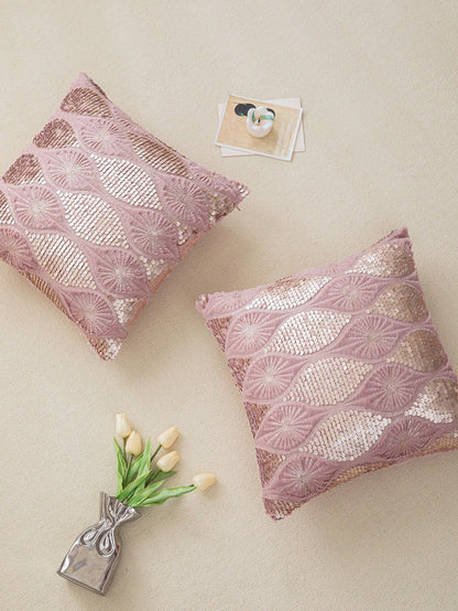 1pc PV Velvet Sequin Throw Pillow Cover (No Pillow Insert), Square Polyester Sequin Embroidered Cushion Cover, Suitable For Party, Living Room, Dining Room, Holiday