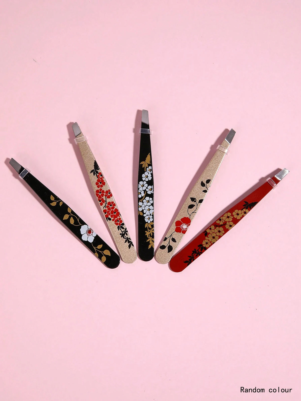 1pc Random Flower Print Eyelash Tweezers,Professional Stainless Steel Tweezers for Eyebrows- Great Precision for Facial Hair, Splinter and Ingrown Hair Removal