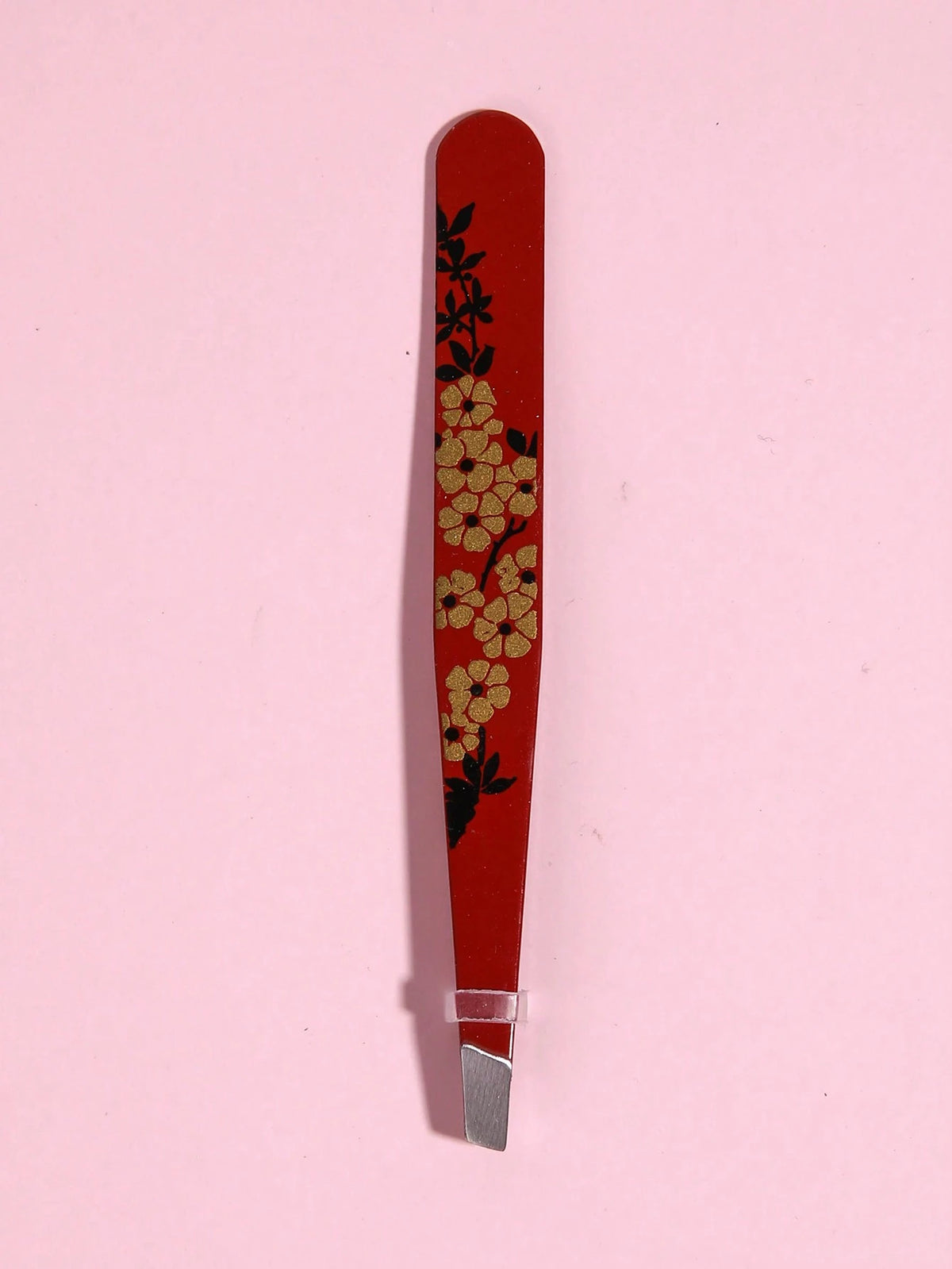 1pc Random Flower Print Eyelash Tweezers,Professional Stainless Steel Tweezers for Eyebrows- Great Precision for Facial Hair, Splinter and Ingrown Hair Removal