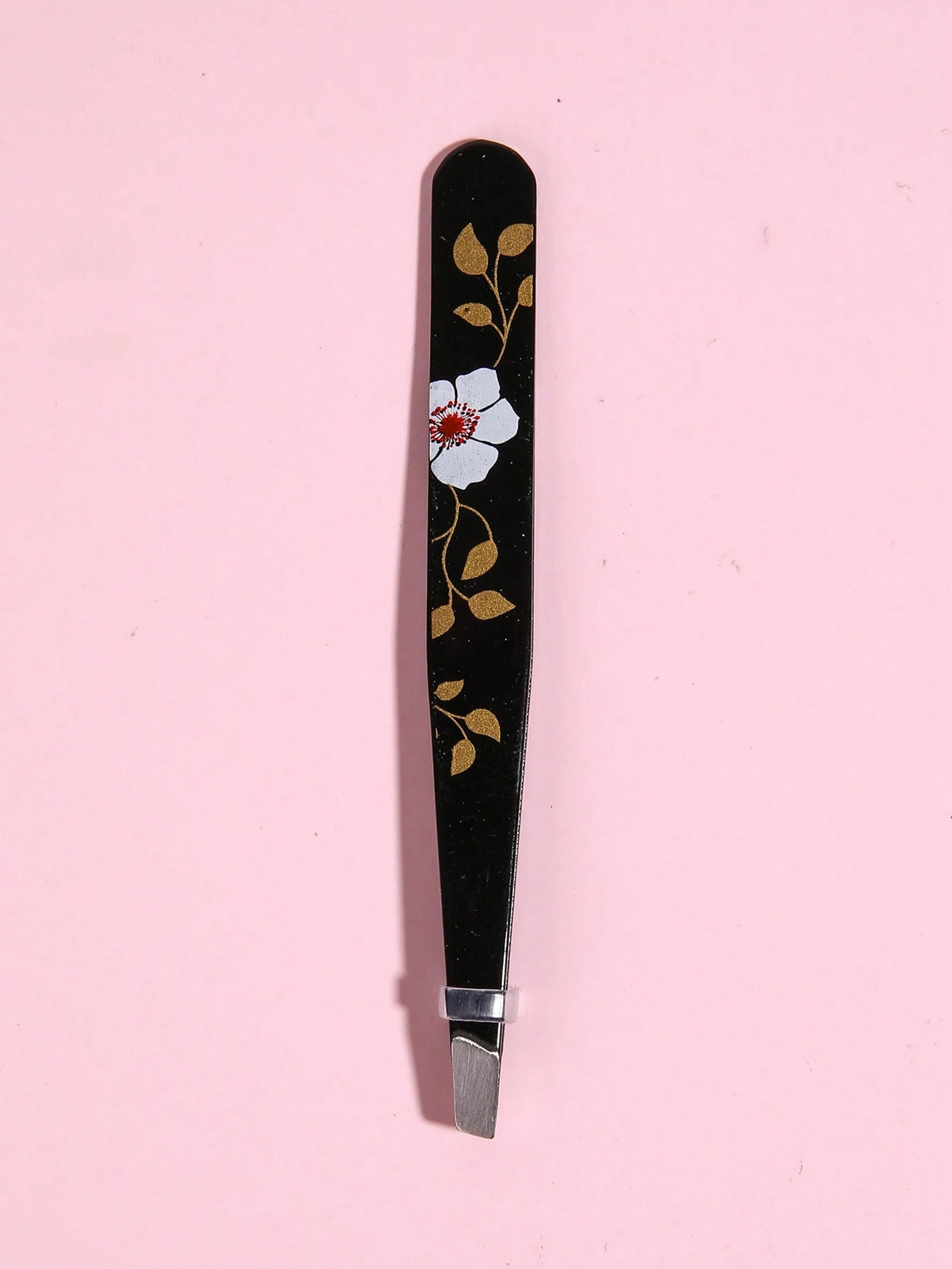 1pc Random Flower Print Eyelash Tweezers,Professional Stainless Steel Tweezers for Eyebrows- Great Precision for Facial Hair, Splinter and Ingrown Hair Removal
