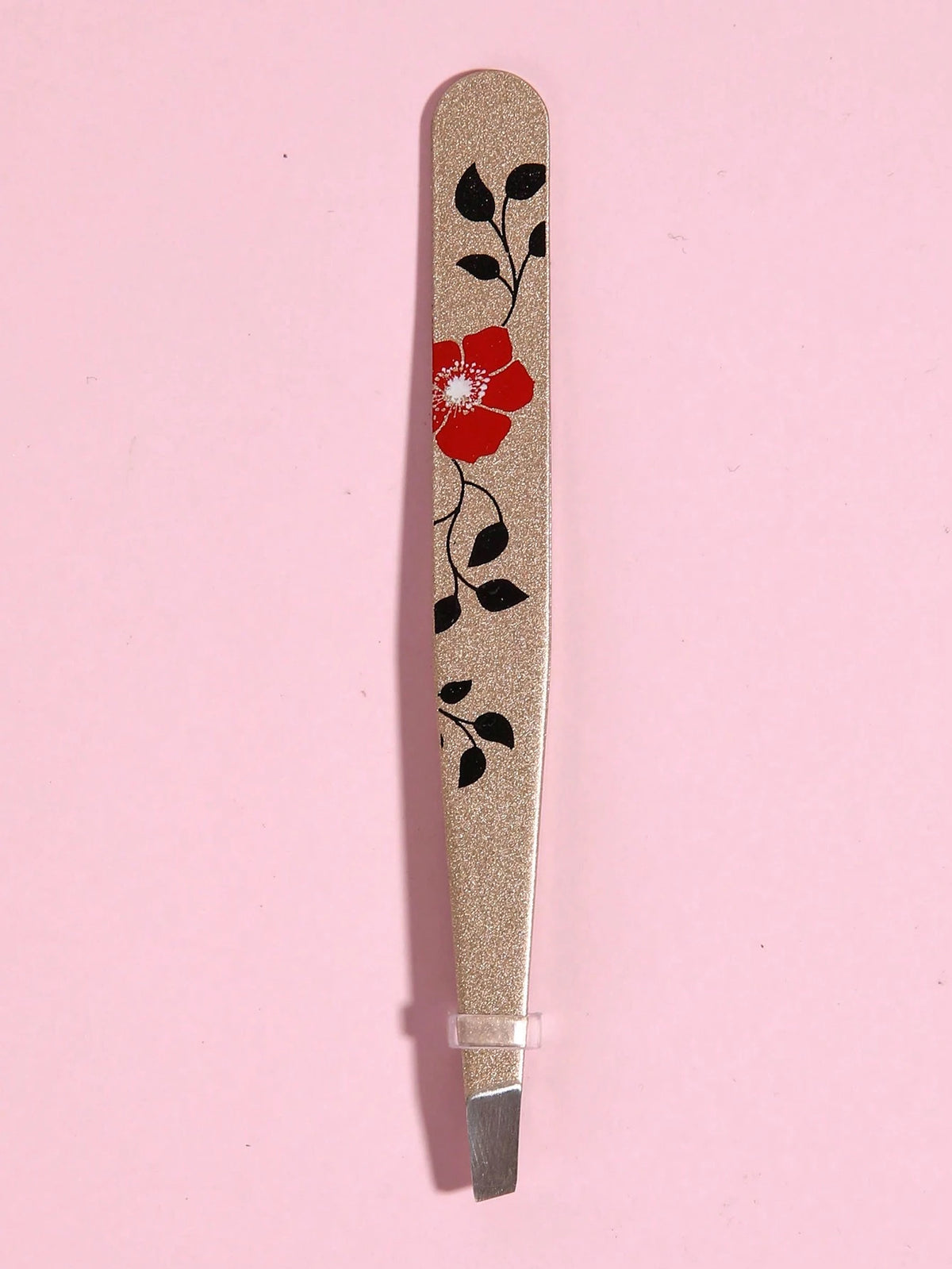1pc Random Flower Print Eyelash Tweezers,Professional Stainless Steel Tweezers for Eyebrows- Great Precision for Facial Hair, Splinter and Ingrown Hair Removal