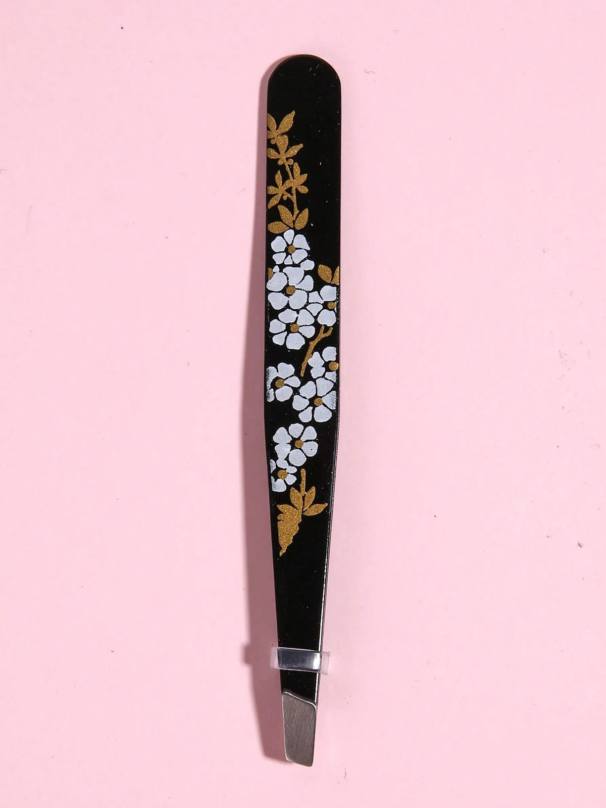 1pc Random Flower Print Eyelash Tweezers,Professional Stainless Steel Tweezers for Eyebrows- Great Precision for Facial Hair, Splinter and Ingrown Hair Removal