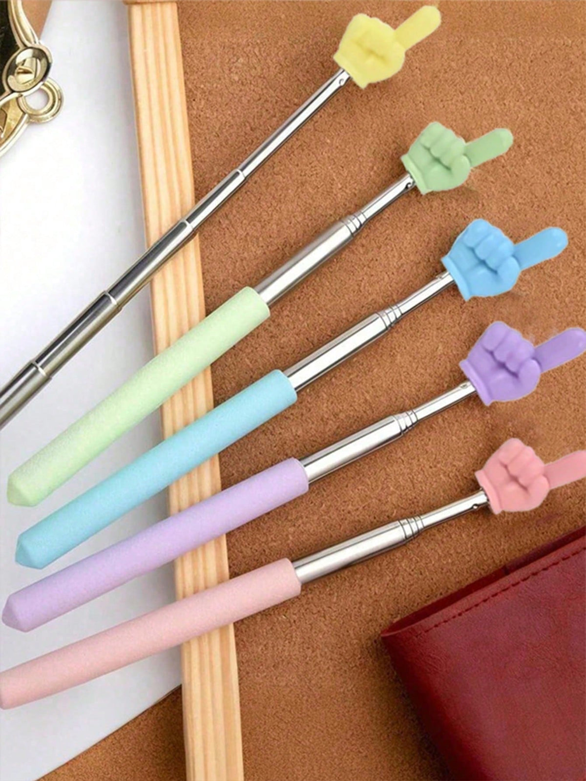 1pc Retractable Pointer Finger Reading Stick, Telescopic Finger Pointer Teaching Tool, Teacher's Pointer Pen For Reading, Blackboard, Piano, Home Use