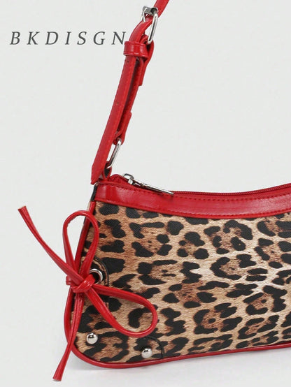 1pc Retro Lace Up Bow Decor Crossbody Shoulder Armpit Satchel Bag,Suitable For Dates, Outings, Parties,Fashionable Bow Purse For Women,Halloween Purse