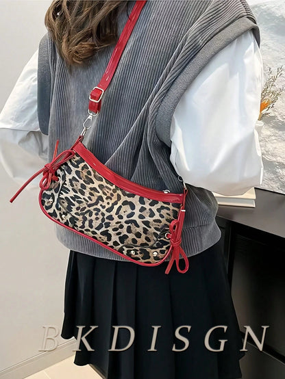 1pc Retro Lace Up Bow Decor Crossbody Shoulder Armpit Satchel Bag,Suitable For Dates, Outings, Parties,Fashionable Bow Purse For Women,Halloween Purse