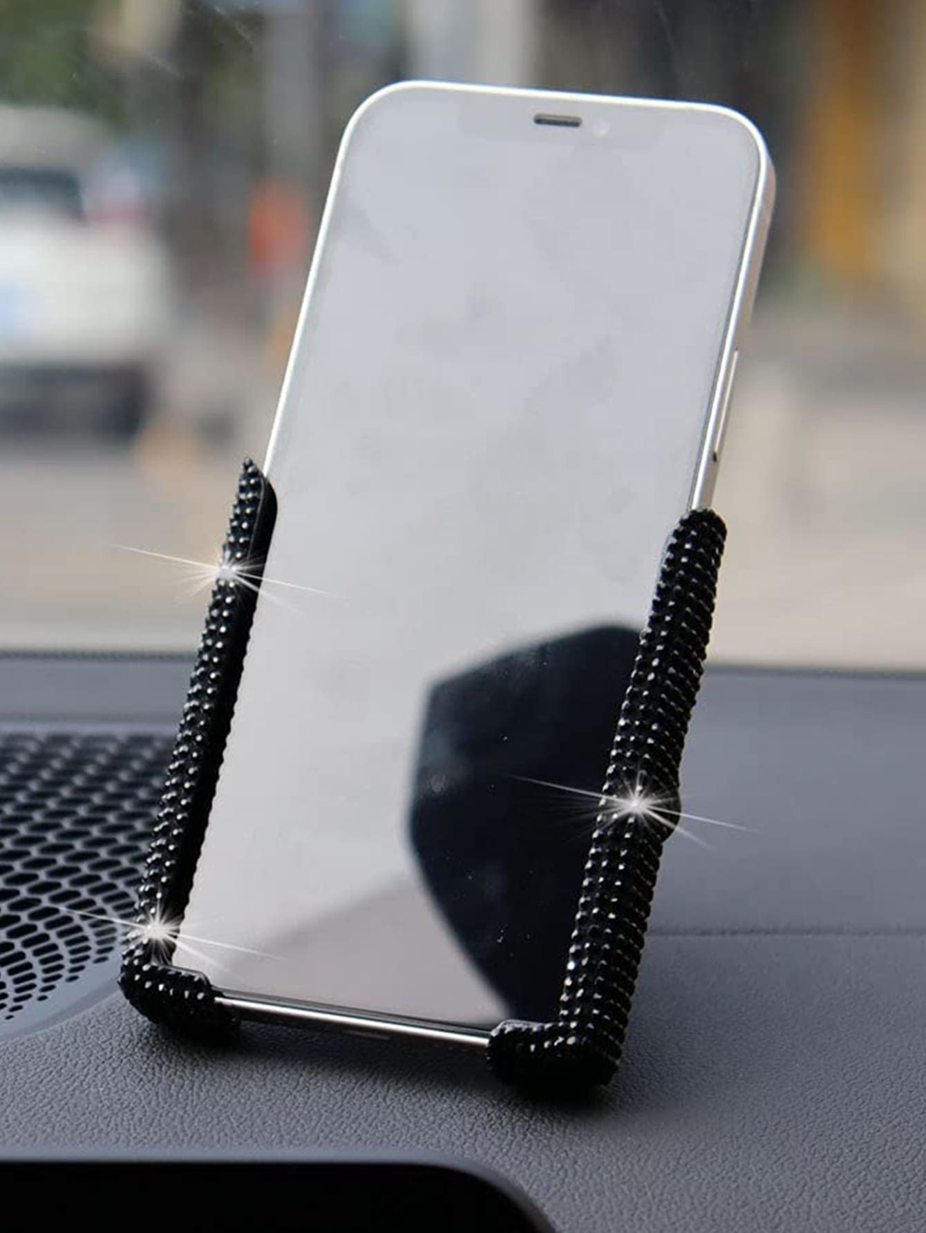 1pc Rhinestone Decor Plastic Car Phone Holder