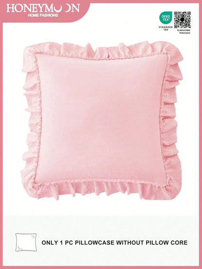 1pc Romantic French Ruffled Quilted Envelope Pillow Cover (Pillow Insert Not Included), Fashionable & Romantic Decorative Throw Pillow Case For Bedroom/Dorm/Sofa, Ideal Gift For Couples & Friends. Mac