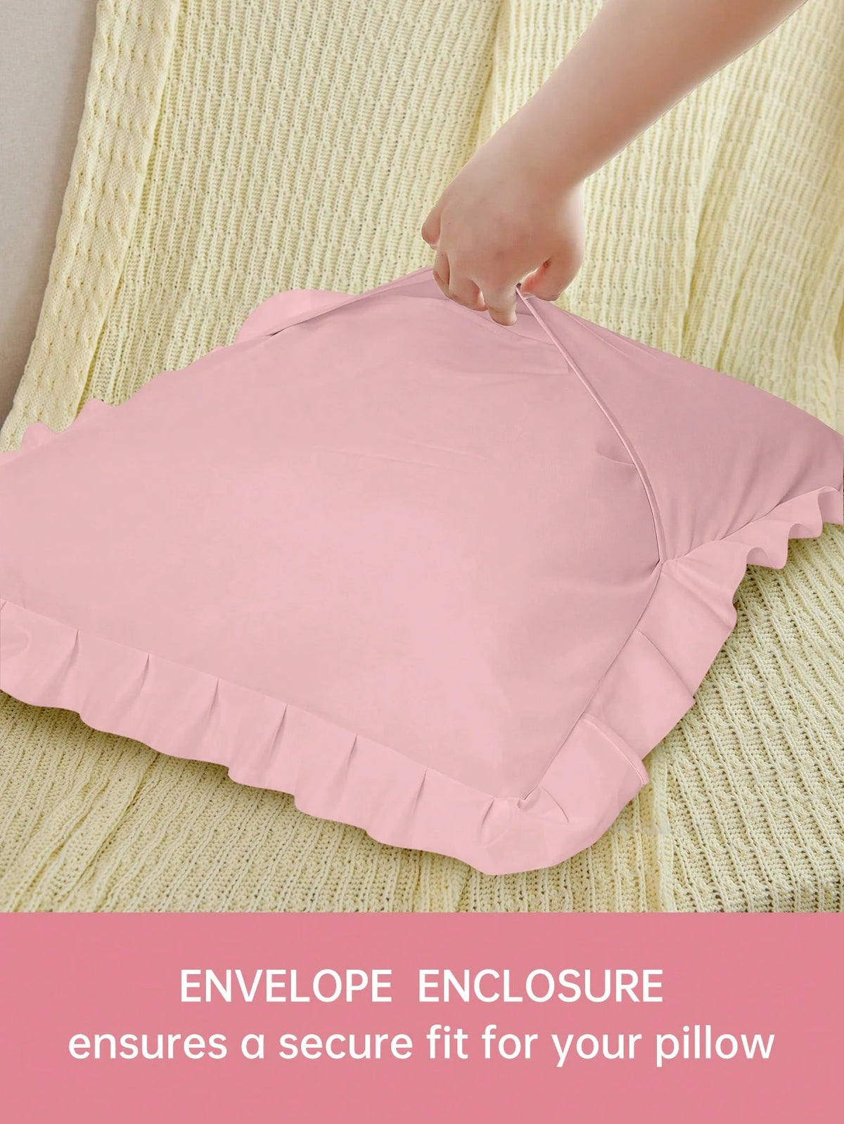 1pc Romantic French Ruffled Quilted Envelope Pillow Cover (Pillow Insert Not Included), Fashionable & Romantic Decorative Throw Pillow Case For Bedroom/Dorm/Sofa, Ideal Gift For Couples & Friends. Mac