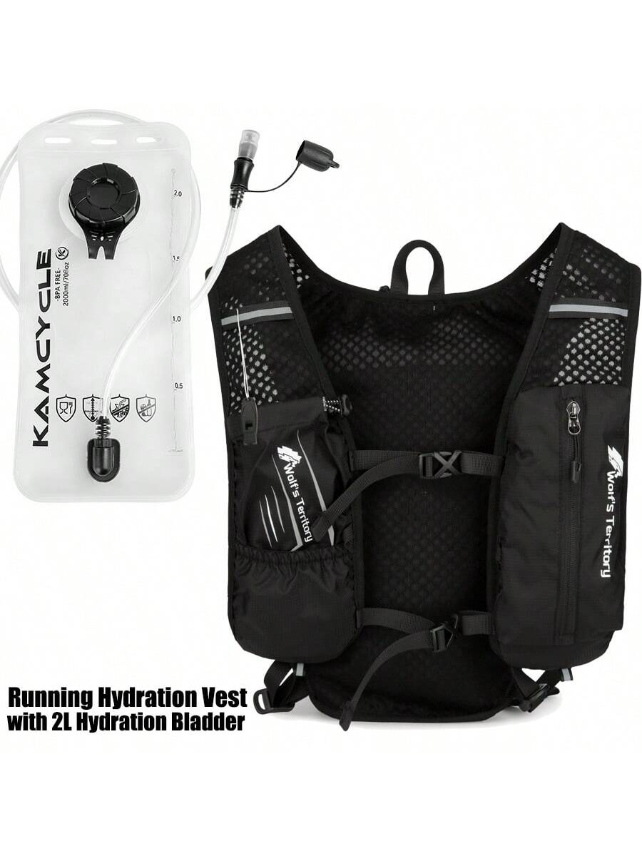 1pc Running Vest Backpack, Running Vest With 1pc 2L Water Bladder, Unisex Vest Backpack, Water Bladder Hydration Backpack For Cycling, Running, Hiking, Trail Running, Climbing And Other Outdoor Sports