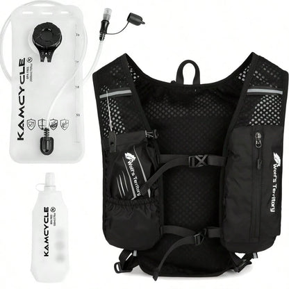 1pc Running Vest Backpack With 1pc 2L Water Bladder And 1pc 500ml Soft Water Bottle, Unisex Hydration Vest Backpack For Cycling, Running, Hiking, Trail Running, Climbing And Other Outdoor Sports (Back