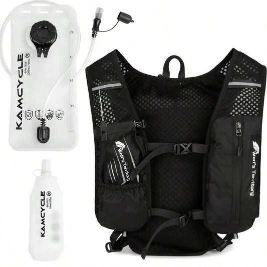 1pc Running Vest Backpack With 1pc 2L Water Bladder And 1pc 500ml Soft Water Bottle, Unisex Hydration Vest Backpack For Cycling, Running, Hiking, Trail Running, Climbing And Other Outdoor Sports (Back