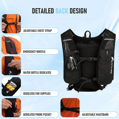 1pc Running Vest Backpack With 1pc 2L Water Bladder And 1pc 500ml Soft Water Bottle, Unisex Hydration Vest Backpack For Cycling, Running, Hiking, Trail Running, Climbing And Other Outdoor Sports (Back