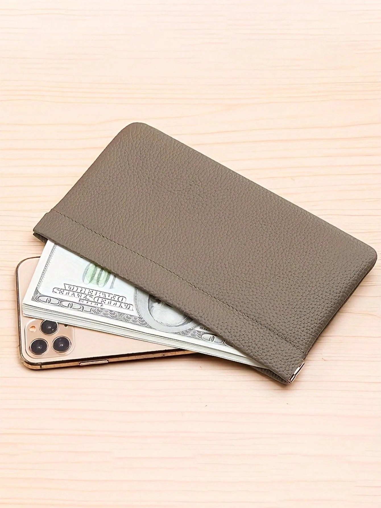 1pc Self-Locking PU Long Wallet, Can Be Used As Passport Holder, Women's Wallet, Mini Wallet, Clutch, Travel Portable