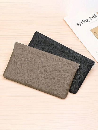 1pc Self-Locking PU Long Wallet, Can Be Used As Passport Holder, Women's Wallet, Mini Wallet, Clutch, Travel Portable
