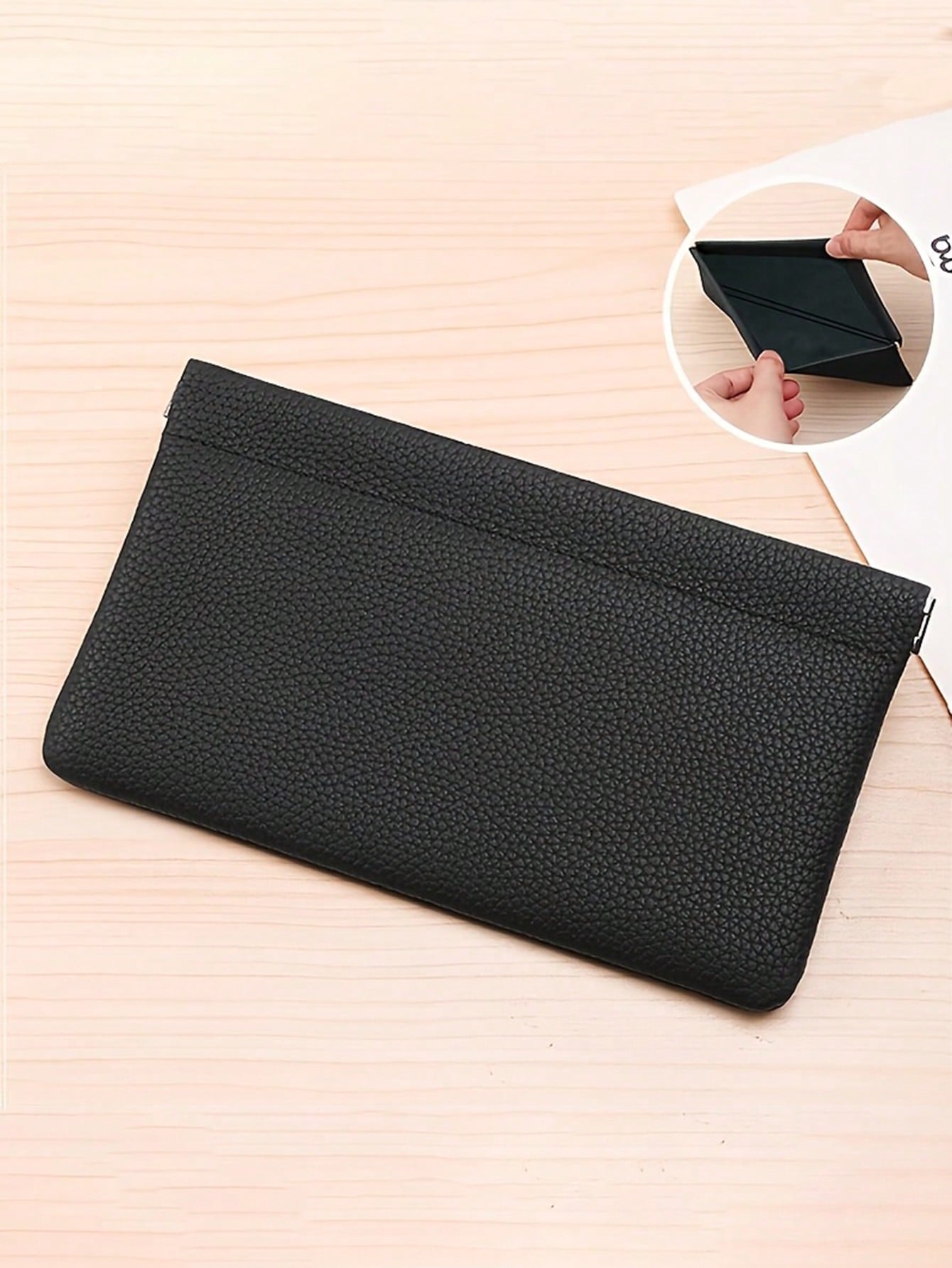 1pc Self-Locking PU Long Wallet, Can Be Used As Passport Holder, Women's Wallet, Mini Wallet, Clutch, Travel Portable