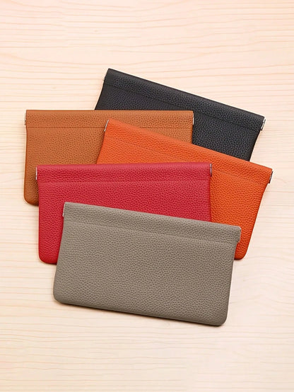 1pc Self-Locking PU Long Wallet, Can Be Used As Passport Holder, Women's Wallet, Mini Wallet, Clutch, Travel Portable