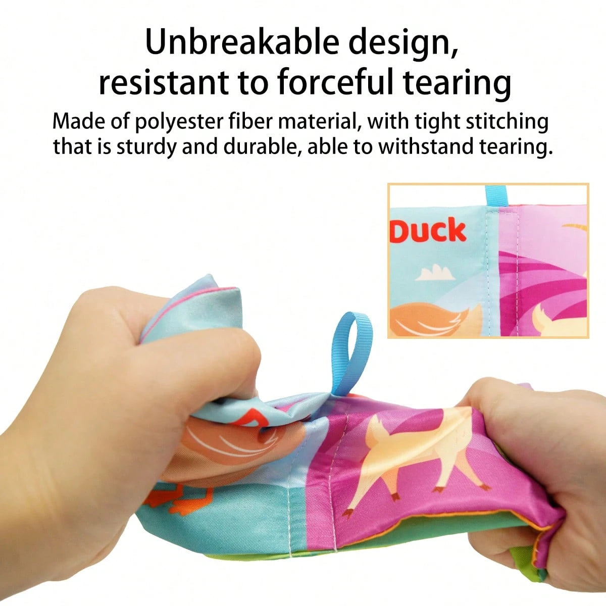 1Pc Sensory Cloth Book For Babies, Baby Cloth Book Early Learning Toys With Crepe Paper, 4 Sides 8 Pages English Mini Book Animal Fruit Farm Cloth Book