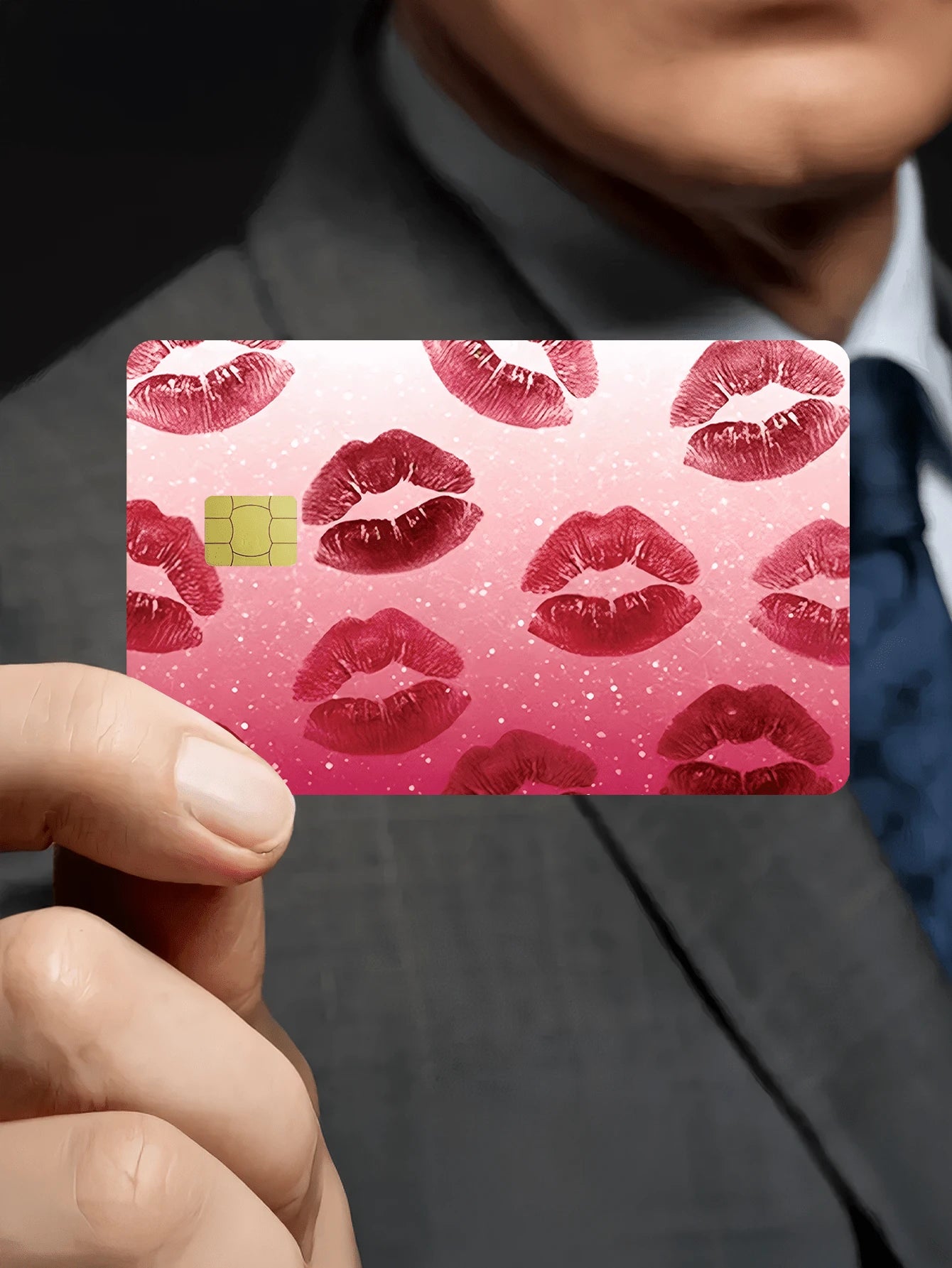 1pc Sexy Lips Official Credit Card Sticker Privacy Protection Card Skin, Personalized Independent Girl Holiday Birthday Gift PVC Material Anti-Fingerprint Anti-Scratch Wear-Resistant Card Sleeve, Card
