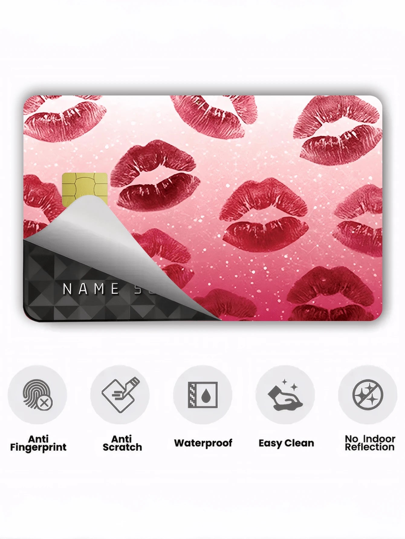 1pc Sexy Lips Official Credit Card Sticker Privacy Protection Card Skin, Personalized Independent Girl Holiday Birthday Gift PVC Material Anti-Fingerprint Anti-Scratch Wear-Resistant Card Sleeve, Card