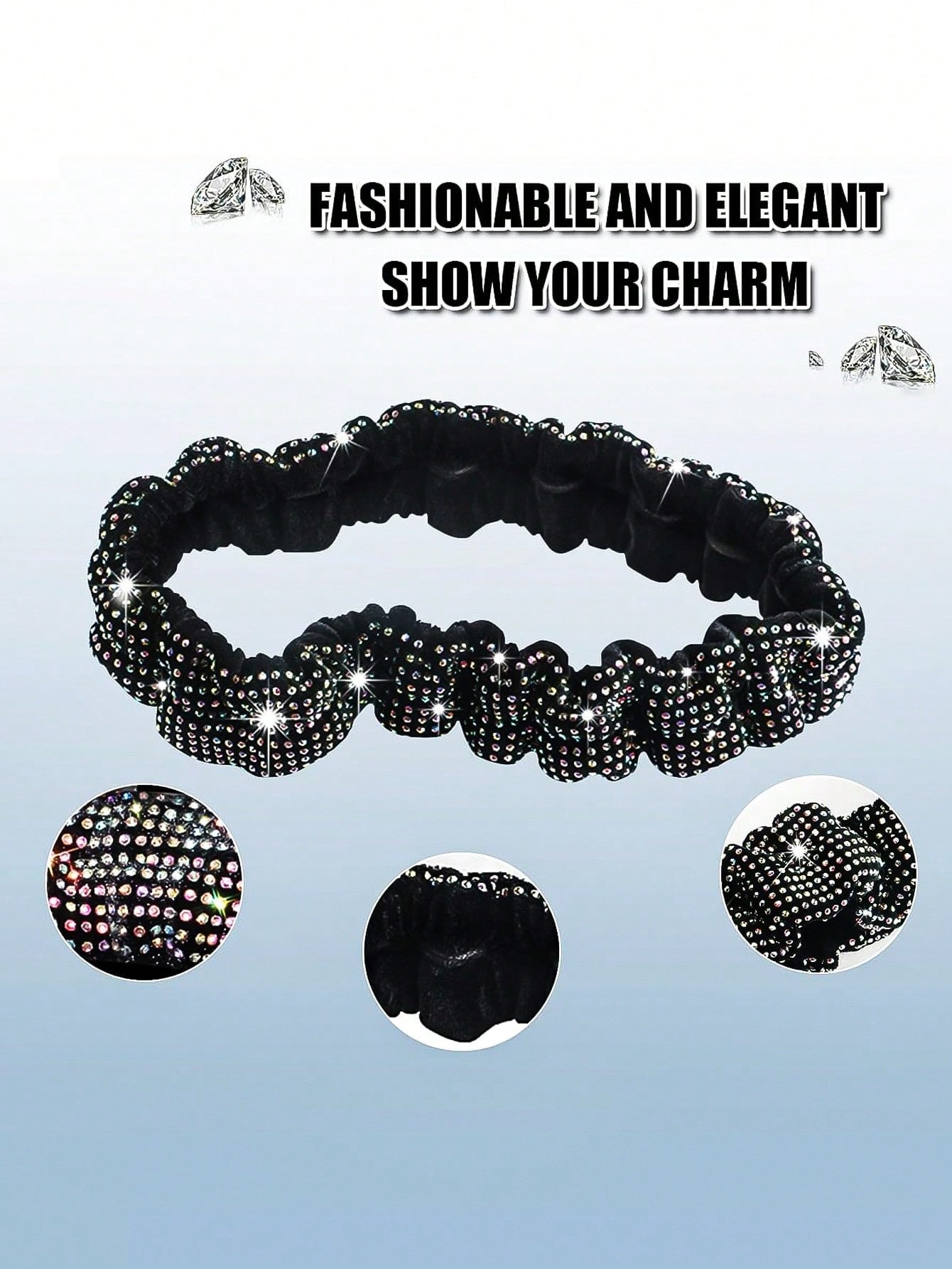 1pc Shiny Car Rearview Mirror Cover With Crystal Rhinestones, Women's Full Diamond Headrest Sleeve Interior Accessory- Universal Fit For Sedan, SUV, Van