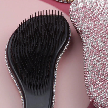 1pc Shiny Rhinestone Hair Comb For Women, Massage Pad Design, No Knots And No Hair Clogging, Portable Back Comb For Smooth Hair, Travel And Vacation Essential, Wedding Birthday Party Holiday Gift, Hai