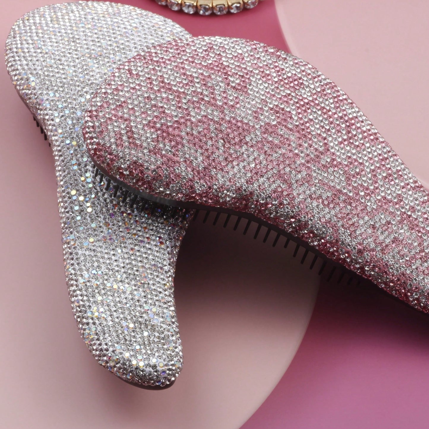 1pc Shiny Rhinestone Hair Comb For Women, Massage Pad Design, No Knots And No Hair Clogging, Portable Back Comb For Smooth Hair, Travel And Vacation Essential, Wedding Birthday Party Holiday Gift, Hai